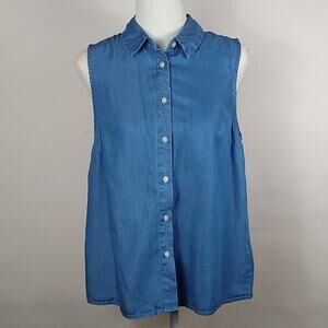 A New Day Casual Sleeveless Button Up Top Med